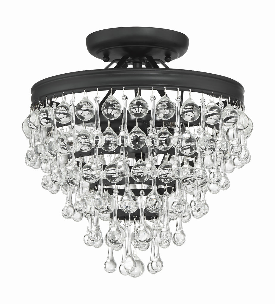 Crystorama Crystorama Calypso 3 Light Matte Black Semi Flush Mount