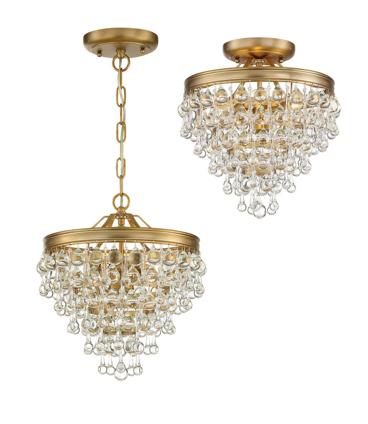 Calypso 3 Light Crystal Teardrop Vibrant Gold Mini Chandelier Crystorama