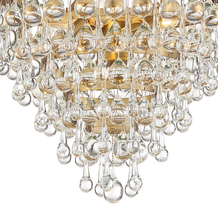 Calypso 3 Light Crystal Teardrop Vibrant Gold Mini Chandelier Crystorama