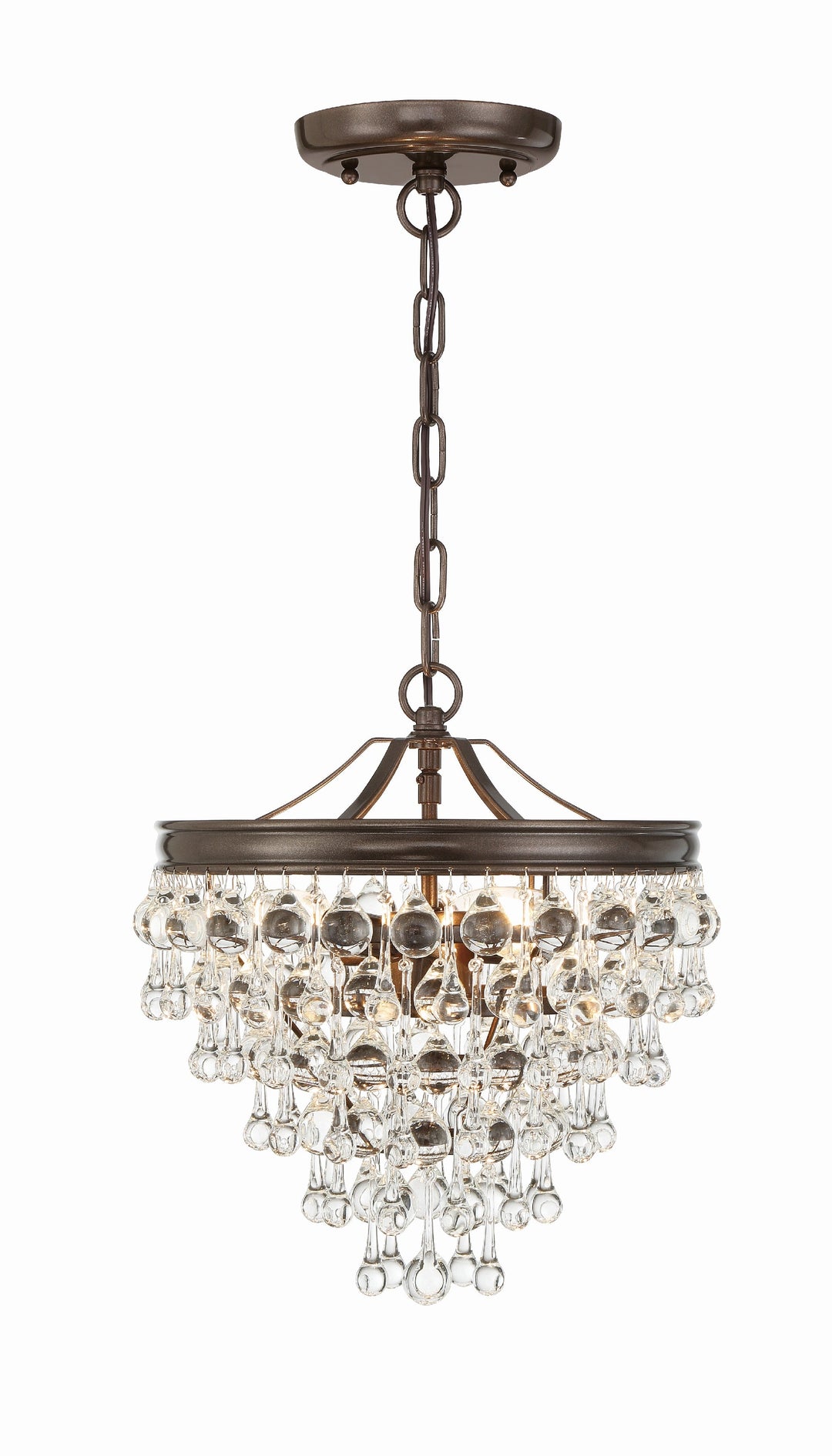 Calypso 3 Light Crystal Teardrop Vibrant Bronze Mini Chandelier Crystorama