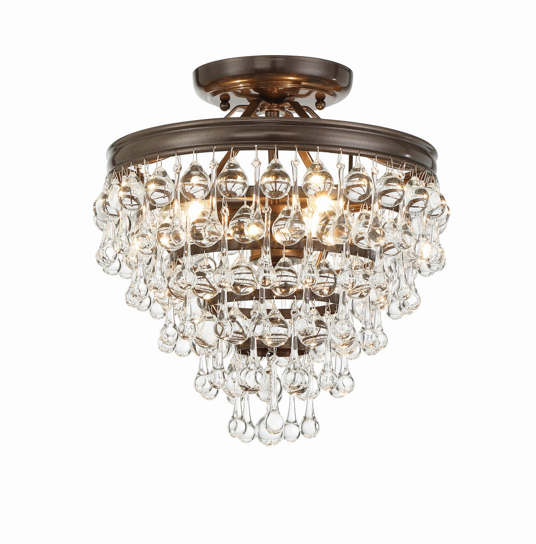 Crystorama Crystorama Calypso 3 Light Crystal Teardrop Vibrant Bronze Semi Flush Mount