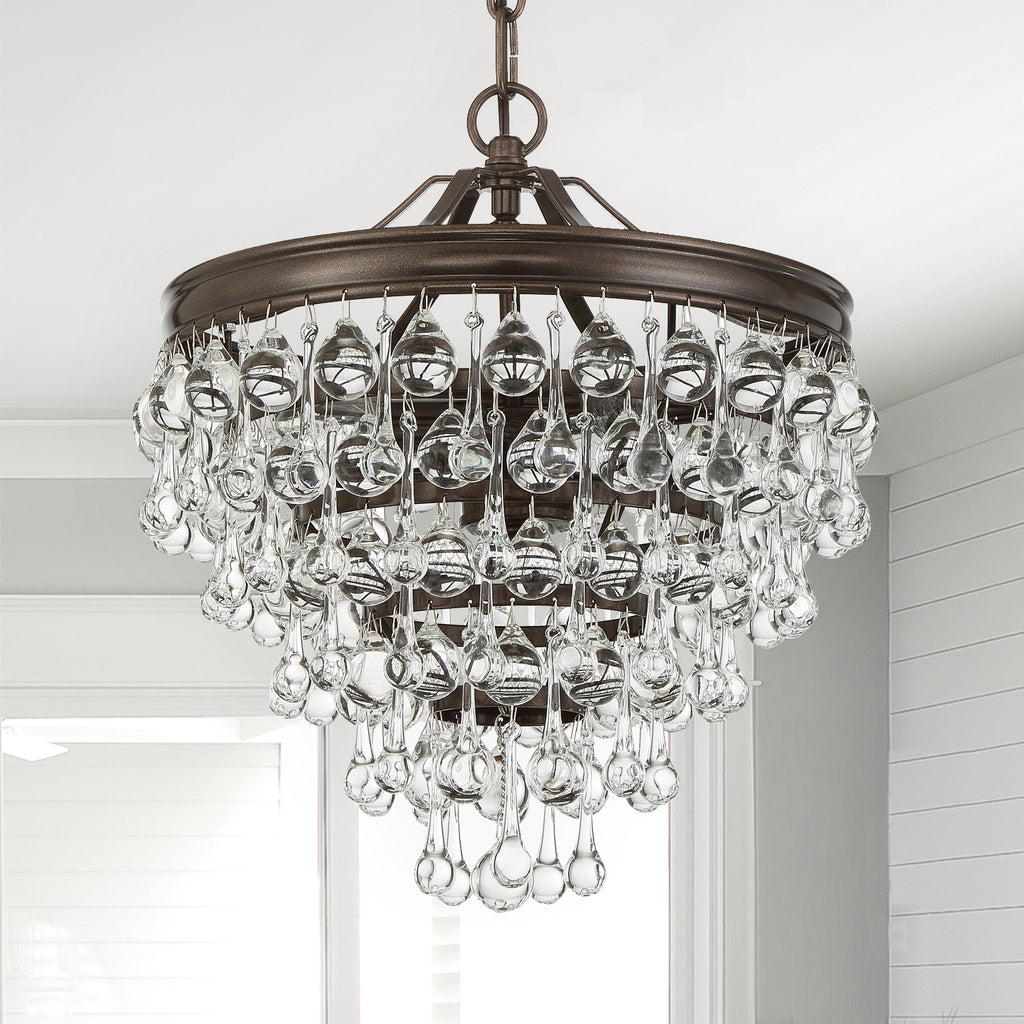 Calypso 3 Light Crystal Teardrop Vibrant Bronze Mini Chandelier Crystorama