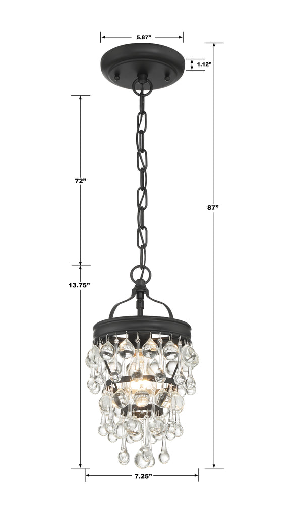 Calypso 1 Light Matte Black Mini Pendant Crystorama