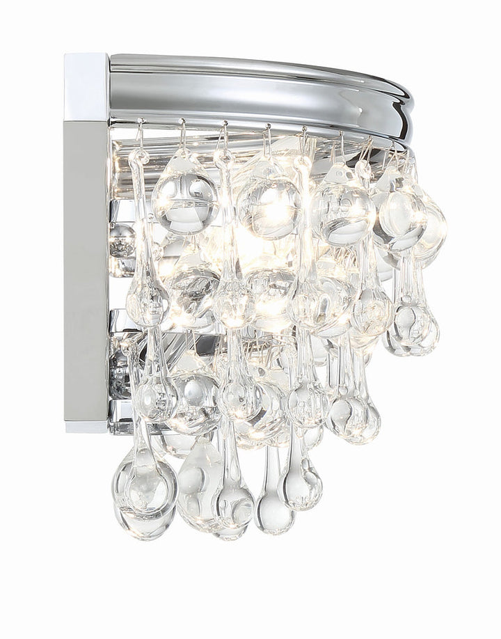 Calypso 2 Light Crystal Teardrop Polished Chrome Sconce Crystorama