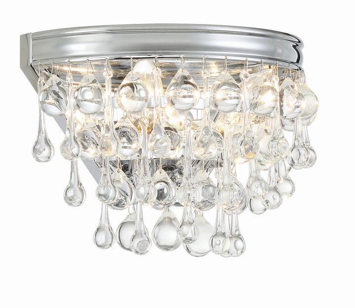 Calypso 2 Light Crystal Teardrop Polished Chrome Sconce Crystorama