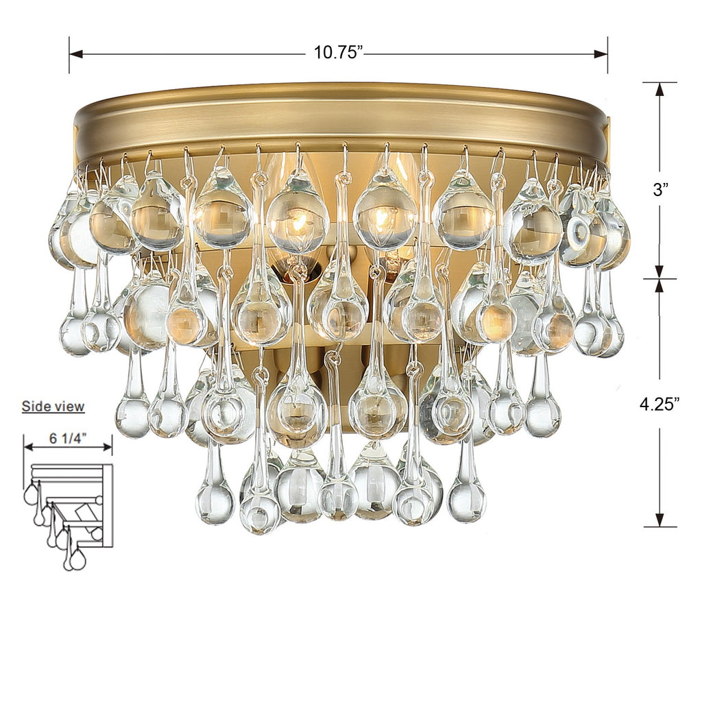 Crystorama Crystorama Calypso 2 Light Crystal Teardrop Vibrant Gold Sconce