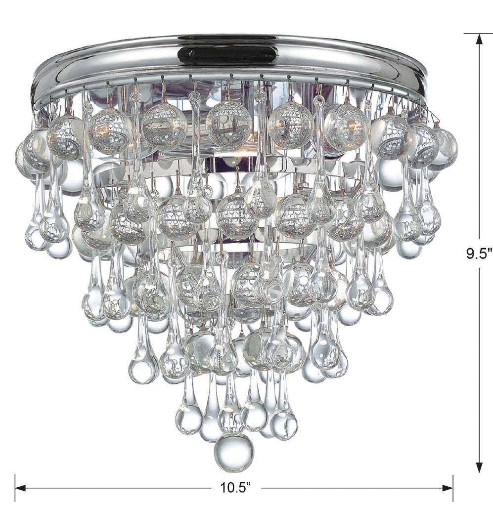 Crystorama Crystorama Calypso 3 Light Crystal Teardrop Polished Chrome Flush Mount