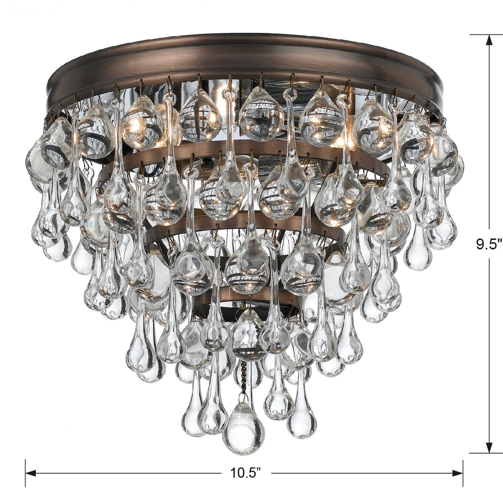 Crystorama Crystorama Calypso 3 Light Crystal Teardrop Vibrant Bronze Flush Mount