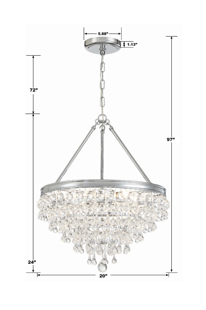 Calypso 6 Light Crystal Teardrop Polished Chrome Chandelier Crystorama