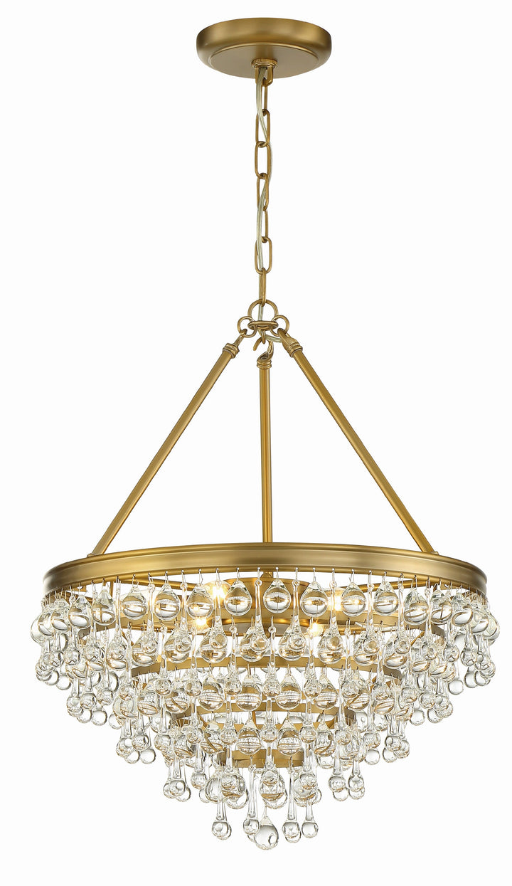 Calypso 6 Light Crystal Teardrop Vibrant Gold Chandelier Crystorama