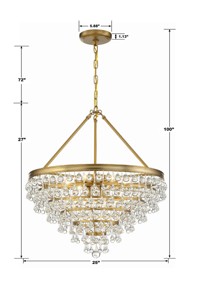 Calypso 8 Light Crystal Teardrop Vibrant Gold Chandelier Crystorama