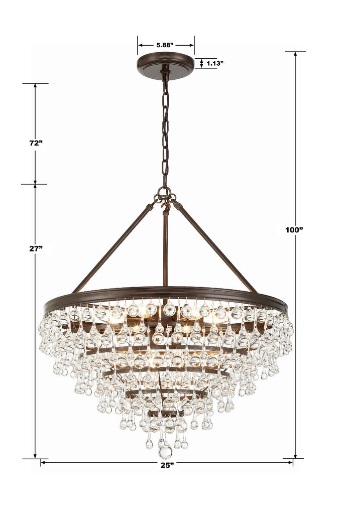 Calypso 8 Light Crystal Teardrop Vibrant Bronze Chandelier Crystorama