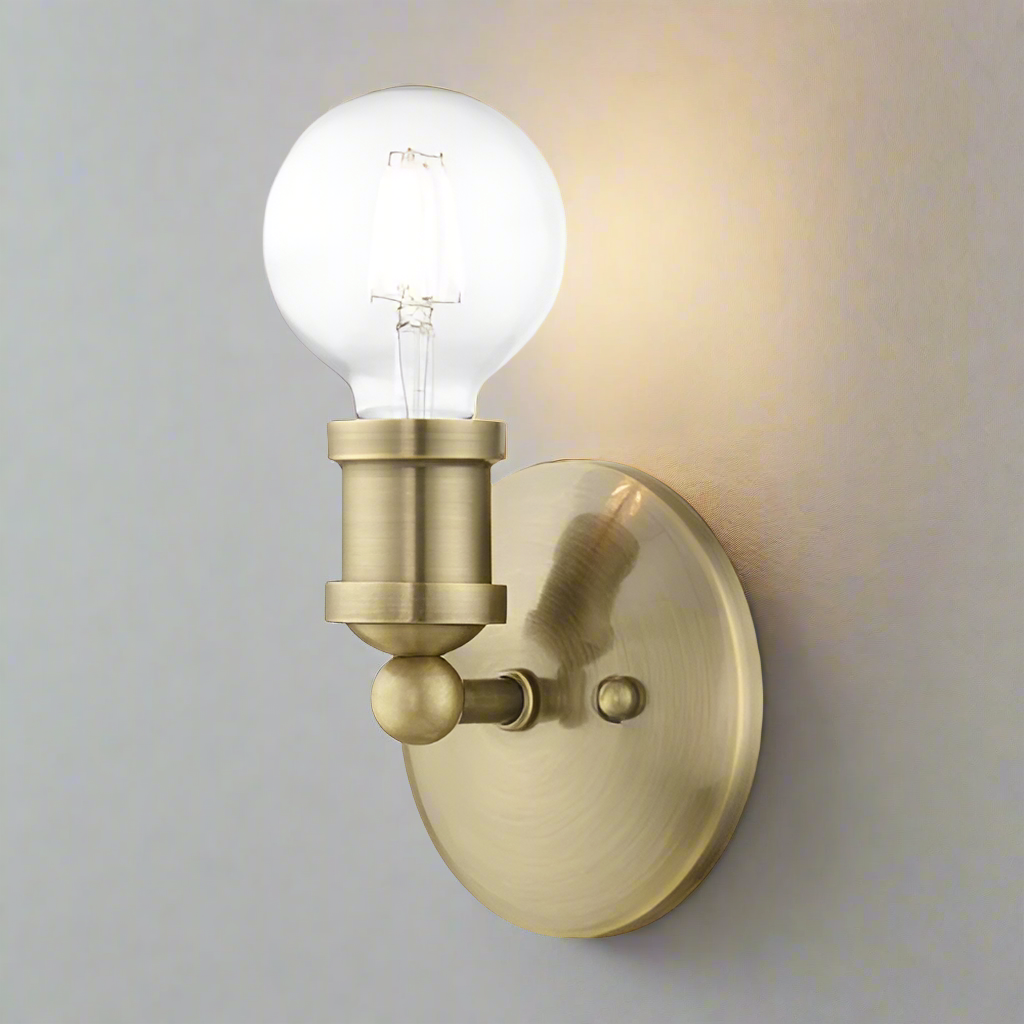 1 Light Antique Brass ADA Single Vanity Sconce Livex