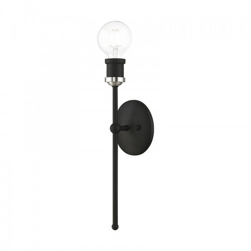 1 Light Black with Brushed Nickel Accents ADA Single Sconce Livex