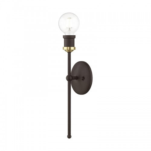 1 Light Bronze with Antique Brass Accents ADA Single Sconce Livex