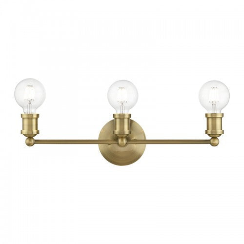 3 Light Antique Brass ADA Vanity Sconce Livex