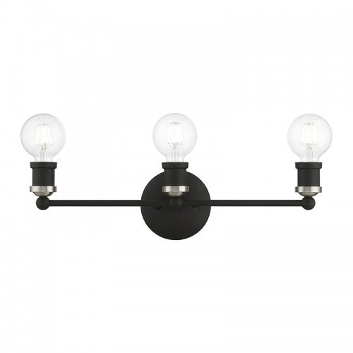 3 Light Black with Brushed Nickel Accents ADA Vanity Sconce Livex