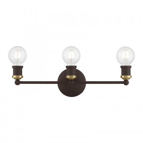 3 Light Bronze with Antique Brass Accents ADA Vanity Sconce Livex