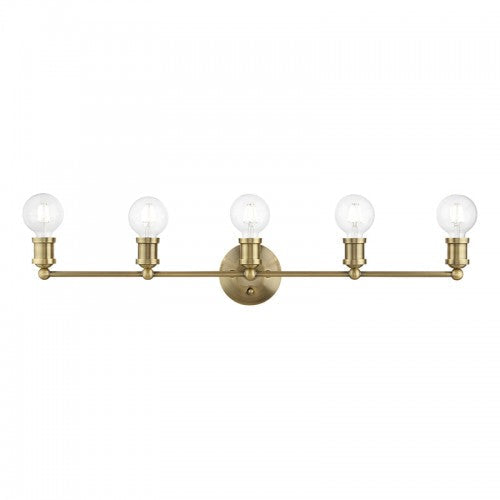 5 Light Antique Brass ADA Large Vanity Sconce Livex