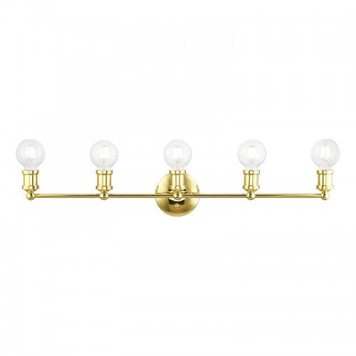 5 Light Polished Brass ADA Large Vanity Sconce Livex