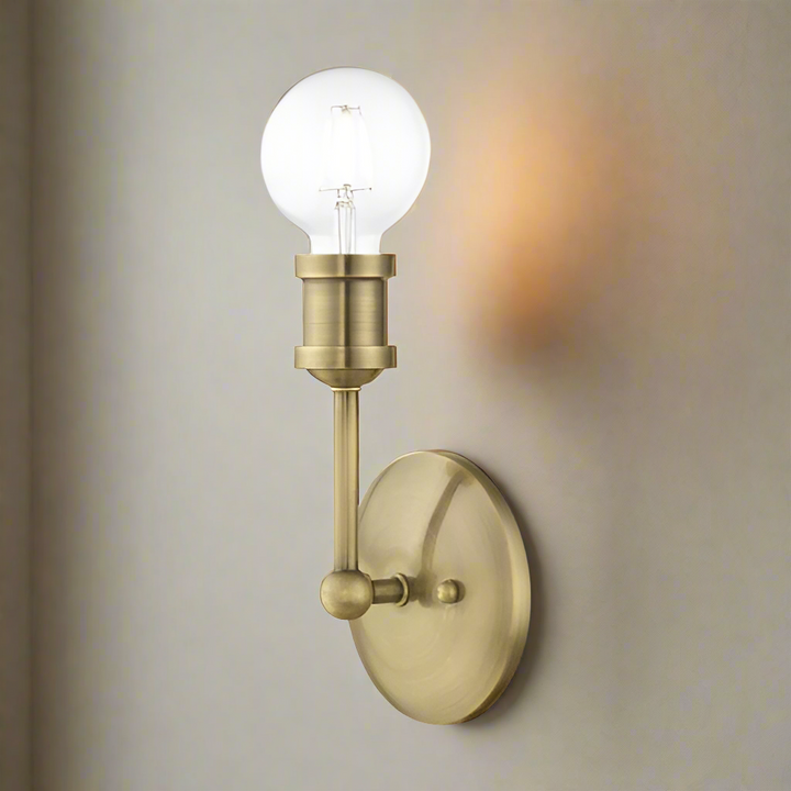 1 Light Antique Brass ADA Vanity Sconce Livex