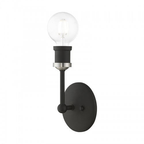 1 Light Black with Brushed Nickel Accents ADA Vanity Sconce Livex