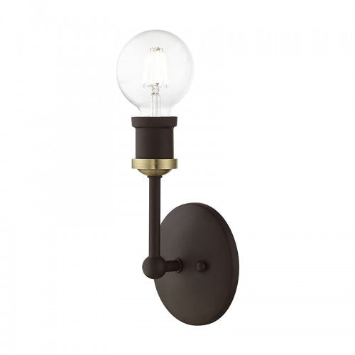 1 Light Bronze with Antique Brass Accents ADA Vanity Sconce Livex