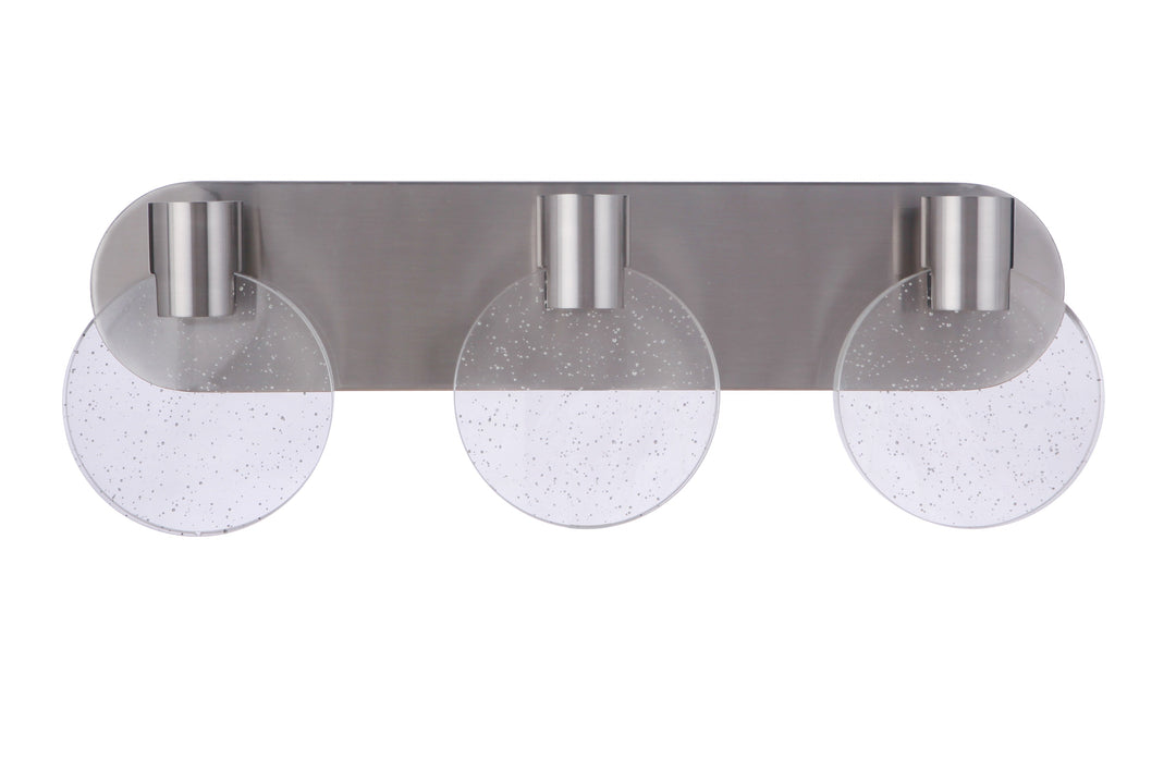 Antique Hardware Glisten 3 Light LED Vanity in Brushed Polished Nickel Bath and Vanity
