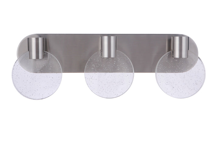 Antique Hardware Glisten 3 Light LED Vanity in Brushed Polished Nickel Bath and Vanity