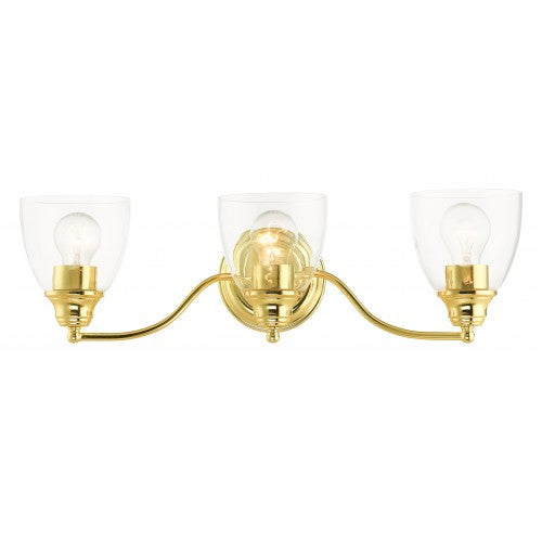 3 Light Polished Brass Vanity Sconce Livex