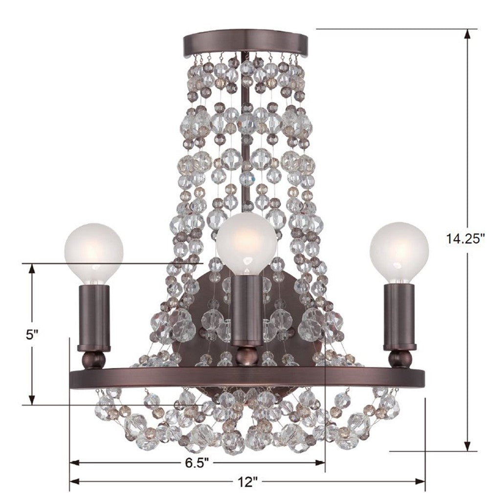 Crystorama Crystorama Channing 3 Light Hand Cut Crystal Chocolate Bronze Sconce