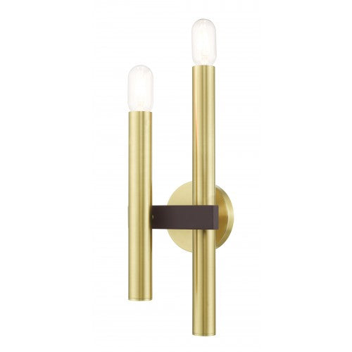 2 Light Satin Brass & Bronze Wall Sconce Livex