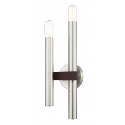 2 Light Brushed Nickel & Bronze Wall Sconce Livex