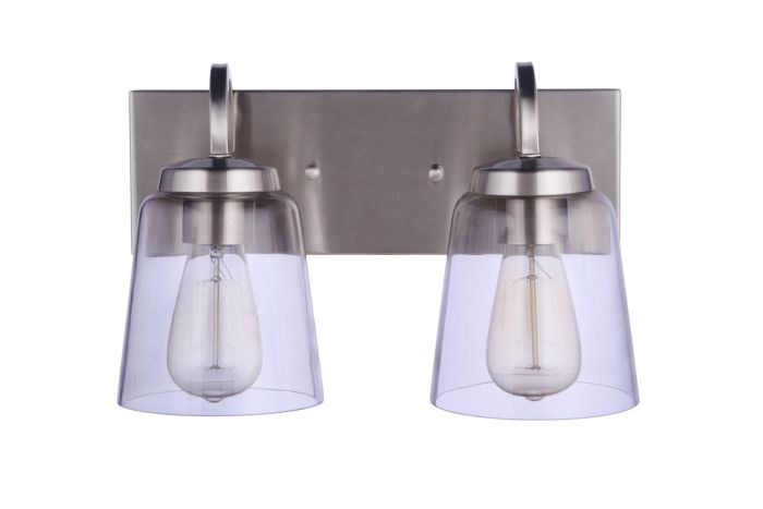 Antique Hardware Elsa 2 Light Vanity in Brushed Polished Nickel Bath and Vanity