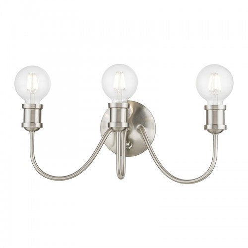 3 Light Brushed Nickel Vanity Sconce Livex