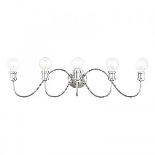 5 Light Polished Chrome Large Vanity Sconce Livex