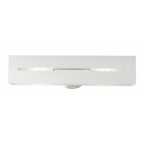 2 Light Textured White with Brushed Nickel Finish Accents ADA Vanity Sconce Livex