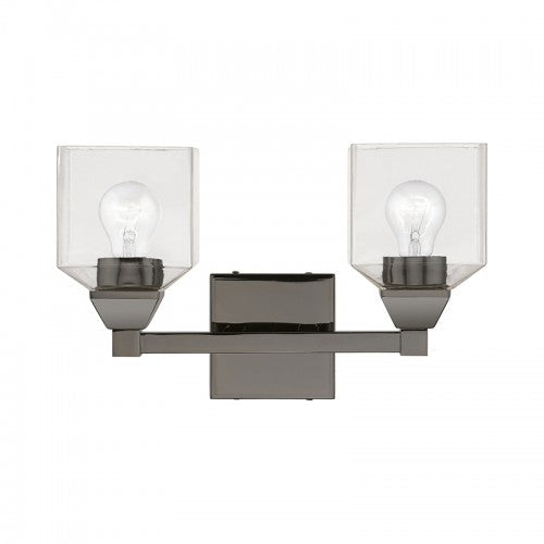 2 Light Black Chrome Vanity Sconce Livex