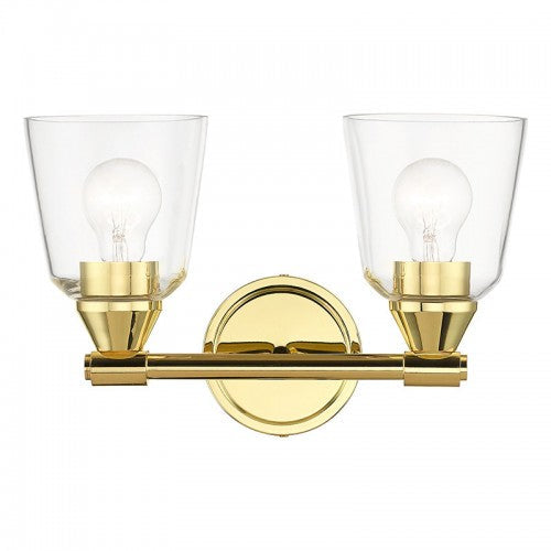 2 Light Polished Brass Vanity Sconce Livex