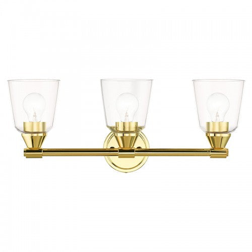 3 Light Polished Brass Vanity Sconce Livex