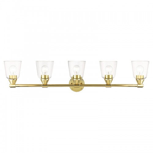 5 Light Polished Brass Large Vanity Sconce Livex