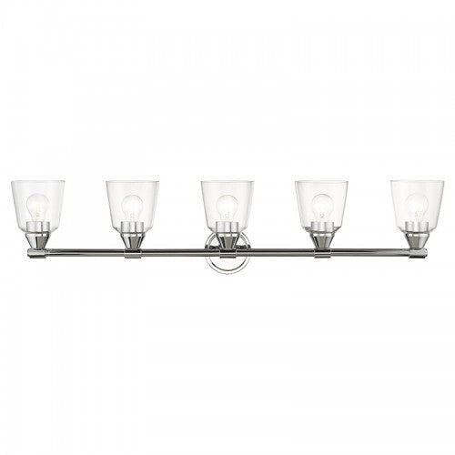 5 Light Polished Chrome Large Vanity Sconce Livex