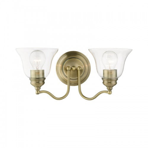 2 Light Antique Brass Vanity Sconce Livex