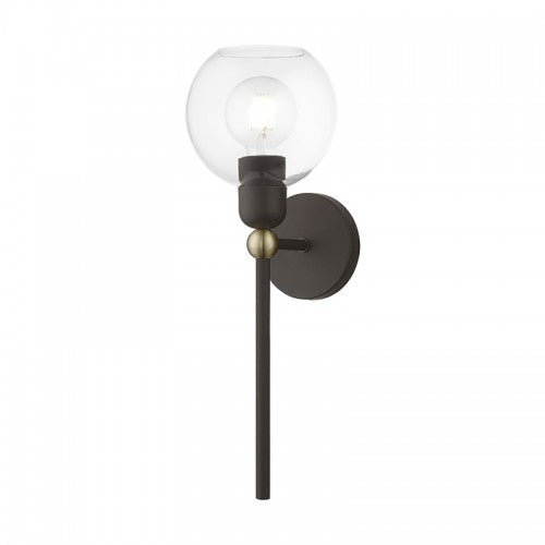 1 Light Bronze with Antique Brass Accents Sphere Single Sconce Livex