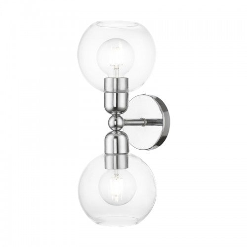 2 Light Polished Chrome Sphere Vanity Sconce Livex