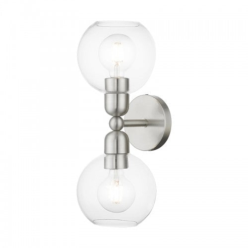 2 Light Brushed Nickel Sphere Vanity Sconce Livex