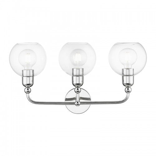 3 Light Polished Chrome Sphere Vanity Sconce Livex