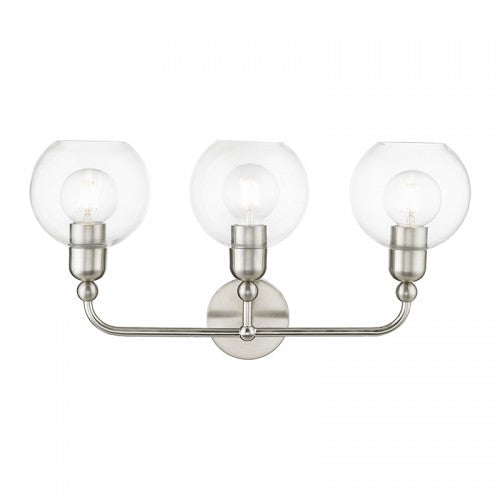 3 Light Brushed Nickel Sphere Vanity Sconce Livex