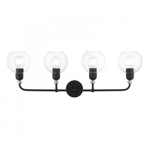 4 Light Black with Brushed Nickel Accents Large Sphere Vanity Sconce Livex