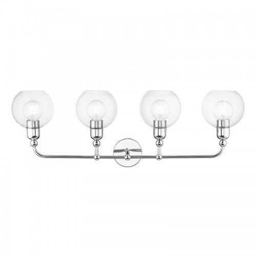 4 Light Polished Chrome Large Sphere Vanity Sconce Livex